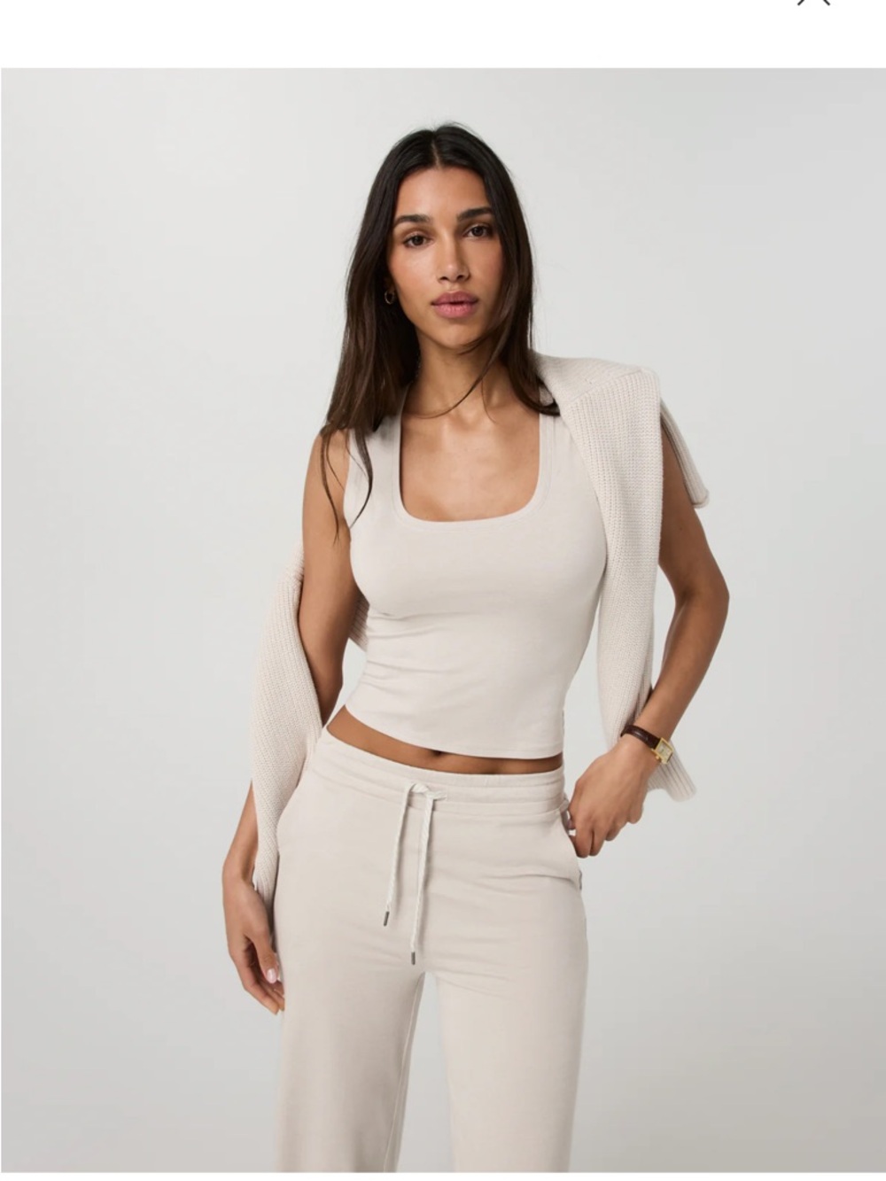 Vuori Halo Essential Scoop Tank XS, Ecru Heather